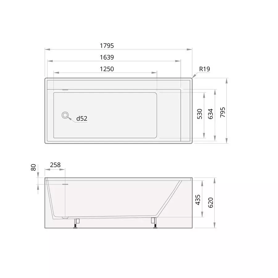 Ванна зі штучного каменю PAA INFINITY 179.5х79.5 з панелями, що окремо стоїть, Matte White (VAINFS_00) - Фото 3