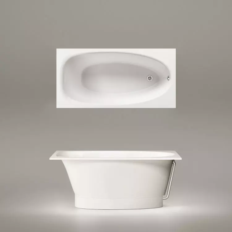 Ванна зі штучного каменю PAA Uno, прямокутна, панель маленька, 150х75, Glossy Alpine White (VAUNO_00-PAUNOM_00) - Фото 3