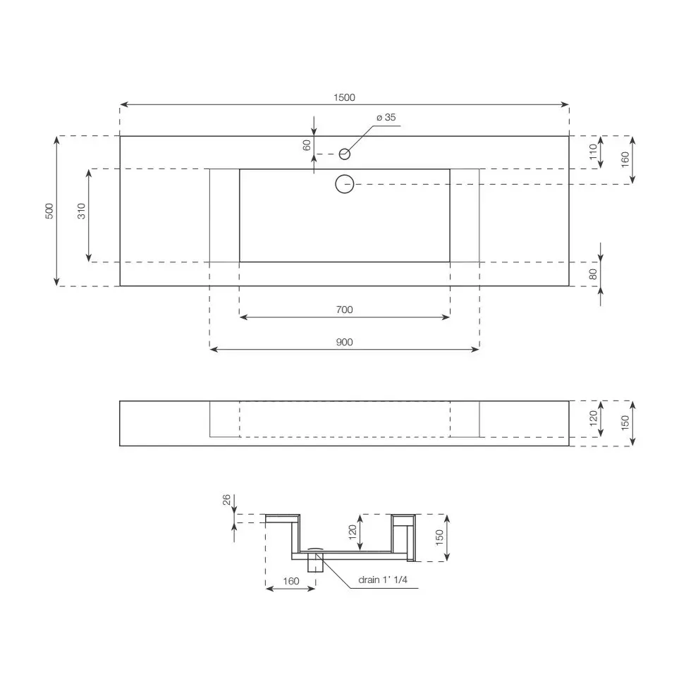 Раковина підвісна Luxestone 150 (WS15000) - Фото 2