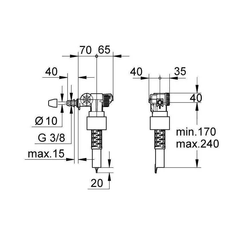 Наповнювач клапана змиву без компенсатора зміщення Grohe (37095000) - Фото 2