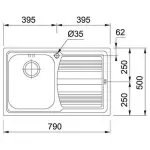 Кухонна мийка Franke Logica line LLX 611-79, накладна, крило праворуч, вентиль, сифон, 79х50, нержавіюча сталь (101.0381.808) - Фото 2