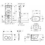 Комплект унитаза подвесного с крышкой Waterway ROCK Vortex и инсталляции Geberit Duofix Basic с клавишей Delta20 (10822BVP+458.103.00.2/115.127.21.1) - Фото 2
