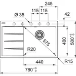 Кухонная мойка Franke Centro CNG 611-78 TL, накладная, чаша справа, 78x50, гранит черный матовый (114.0699.238) - Фото 2