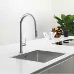 Змішувач для кухні Franke Maris Slim J Pull Down, висувний вилив, підведення питної води, PVD copper (120.0736.602) - Фото 2