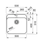 Кухонна мийка Franke Smart SRX 210-50 TL, накладна, вентиль, сифон, 53х51, нержавіюча сталь + Змішувач Grohe Blue Pure Eurosmart під зворотний осмос, хром (127.0703.299/30583000) - Фото 2