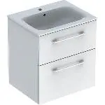 Комплект вмивальника, що вбудовується Geberit Selnova Square slim rim 60 з шафкою, два ящики, білий (501.236.00.1) - Фото 1