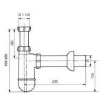 Сифон для умивальника пластиковий, під змішувач з донним клапаном, білий Sanit (31.004.00.0000) - Фото 2