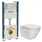 Комплект унітазу підвісного Roca Gap Clean Rim з кришкою та інсталяції Geberit Duofix Delta 112 (A34H470000/458.126.00.1) - Фото 1