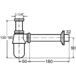 Пляшковий сифон Viega з універсальним зливом, хром (366681) - Фото 2