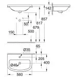 Раковина встраиваемая Grohe Bau Ceramic 55, белый (39422000) - Фото 3