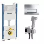 Система инсталляции Geberit Duofix Delta 112 + Клавиша смыва Geberit Delta50 + Гигиенический душ Paffoni, хром (458.126.00.1/115.119.21.1+ZDUP112CR) - Фото 1