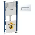 Инсталляция для подвесного унитаза и клавиша двойного смыва Geberit Delta50, альпийский белый (458.126.00.1/115.119.11.1) - Фото 1