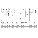 Умивальник підвісний Geberit Selnova Compact: B=60см, T=37см, отвір для змішувача в центрі, перелив видимий, білий (501.511.00.7) - Фото 2