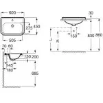 Умивальник Roca Carmen 60х45 з 1 отвором під змішувач (A3270A5000) - Фото 3