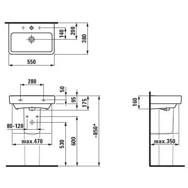 Раковина підвісна/накладна Laufen Pro 55x38 (H8189580001041) - Фото 3