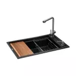 Кухонна станція GRANADO Optimal Estella 78x50x21, ширина крила 16см, Black Shine (KSG0201) - Фото 1