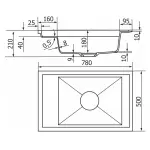 Кухонная станция GRANADO Royal Estella 78x50x21, ширина крыла 16см, Black shine (KSG0301) - Фото 10