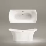 Ванна зі штучного каменю PAA Bel Canto, що окремо стоїть, 180х85 см, Glossy Alpine White (VABEL_00) - Фото 3