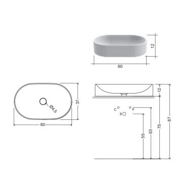 Умивальник накладний Nic Desing Pin 60х37х12 см, Vaniglia&#8230; - Фото №2