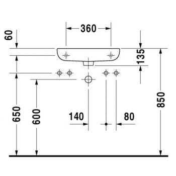 Умивальник Duravit D-Code, отвір справа, 50х22 см,&#8230; - Фото №2