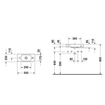 Умивальник підвісний Duravit Happy D.2 50 см, білий (0711500008)