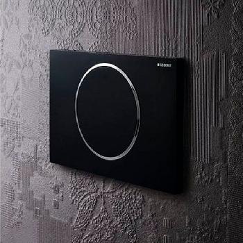 Клавіша змиву Geberit Sigma10 із системою змив/стоп, пластик, чорний/глянцевий хром/чорний (115.758.KM.5)