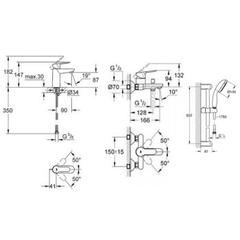 Комплект смесителей с душевым гарнитуром Grohe BauEdge… - Фото №2