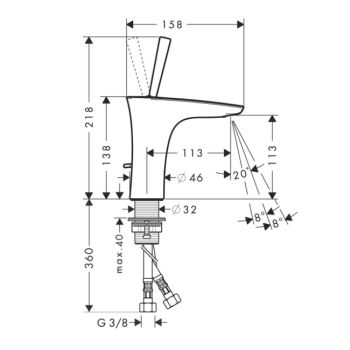 Смеситель для раковины Hansgrohe PuraVida 110 (15074400) - Фото №2