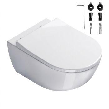 Унітаз підвісний безободковий Catalano Sfera с кришкою Basic Soft-Close та комплектом прихованого кріплення, білий (1VSF54R00/0551300001/9056060000)