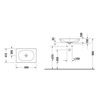 Умивальник на стільницю Duravit Viu 60х41.5 см, білий&#8230; - Фото №2
