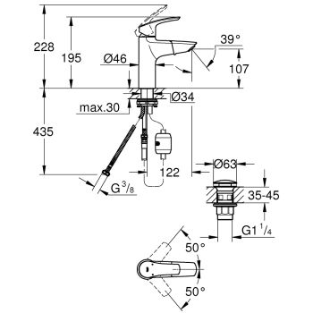 Смеситель однорычажный для раковины Grohe Eurosmart… - Фото №2