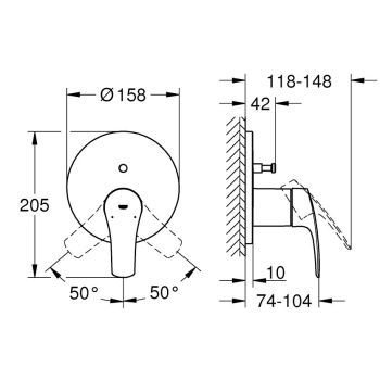 Змішувач для душу прихованого монтажу Grohe Eurosmart… - Фото №2