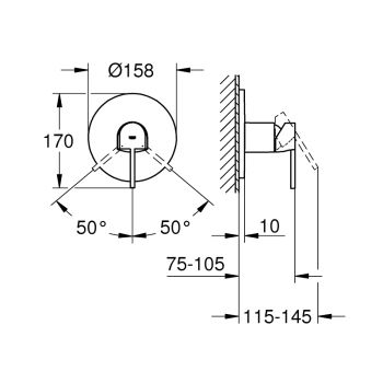 Змішувач для душу GROHE Plus настінний монтаж (24059003) - Фото №2