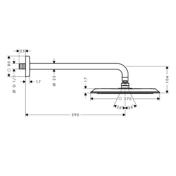 Верхний душ Axor Citterio C 270х270 1jet P с настенным… - Фото №2