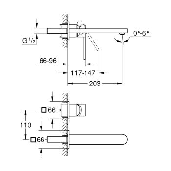 Смеситель для раковины GROHE Plus настенный монтаж… - Фото №2