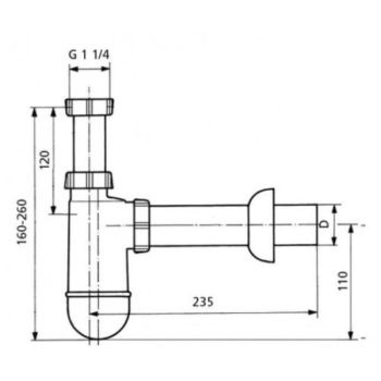 Сифон для умивальника пластиковий, під змішувач з донним клапаном, білий Sanit (31.004.00.0000)