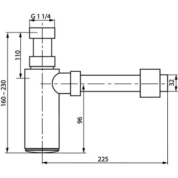 Сифон для умивальника декоративний, пластиковий, хром&#8230; - Фото №2