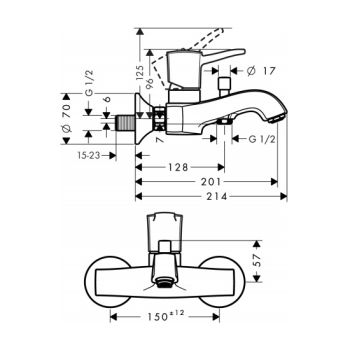 Смеситель для ванны Hansgrohe Metropol Classic (31340090) - Фото №2