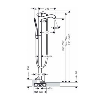 Смеситель для ванны Hansgrohe Metropol Classic напольный… - Фото №2