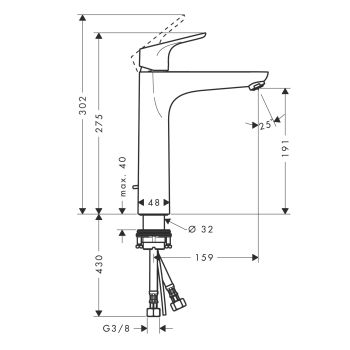 Смеситель для раковины Hansgrohe Focus 190 (31608000) - Фото №2