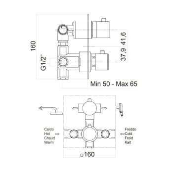 Змішувач TMS для душу Fiore X-TERMO на 2 виходи, чорний… - Фото №2