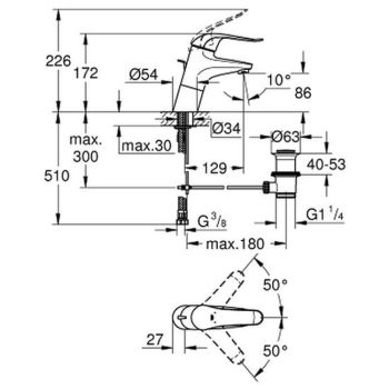 Смеситель для раковины Grohe Euroeco Special, хром… - Фото №2