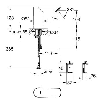 Инфракрасный смеситель для раковины Grohe Bau Cosmopolitan… - Фото №2