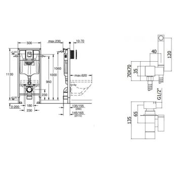 Інсталяція для унітазу Grohe Solido 3 в 1 + Гігієнічний душ Paffoni Tweet Square Mix, чорний (38811KF0+ZDUP112NO)