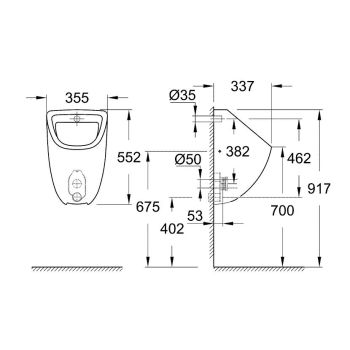 Уринал Grohe Bau Ceramic, белый (39438000) - Фото №2