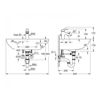 Раковина із змішувачем Grohe Bau Ceramic 60 см (39644000)