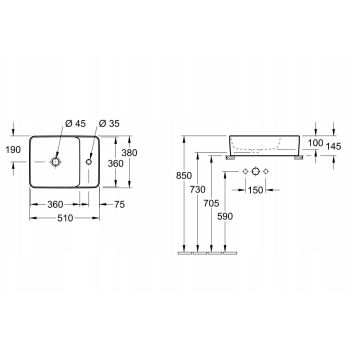 Раковина на стільницю Villeroy&Boch Collaro 51х38 см (4A175101)