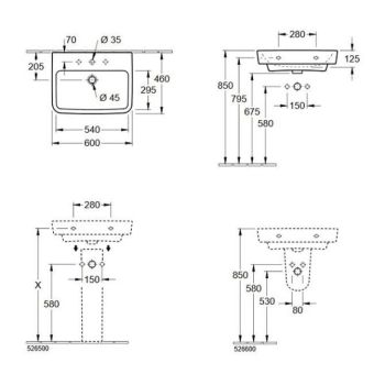 Раковина підвісна Villeroy&Boch O.novo 60х46 см (4A416001)