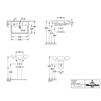 Раковина підвісна Villeroy&Boch O.novo 65х46 см (4A416501)