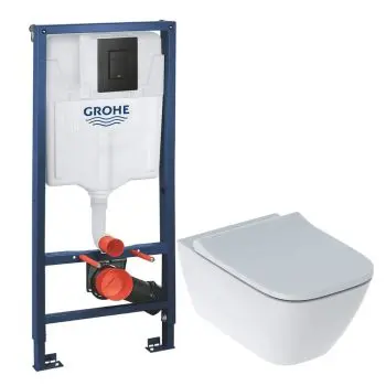 Комплект унитаза подвесного Geberit Smyle Square Rimfree… - Фото №1